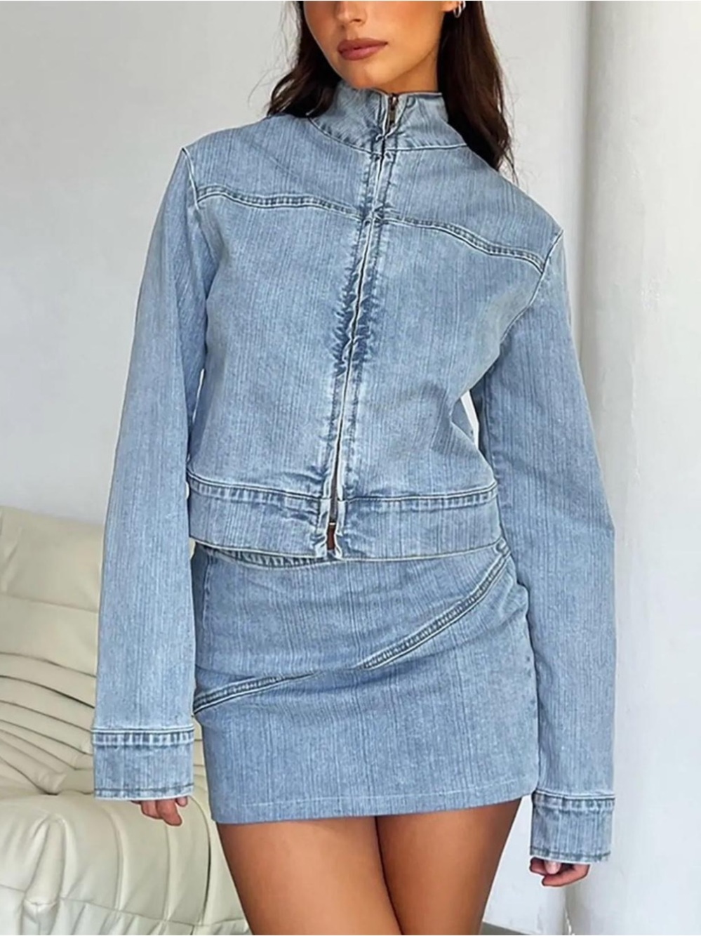 Tiger Mist Denim Two-Piece Set - Jacket & Skirt